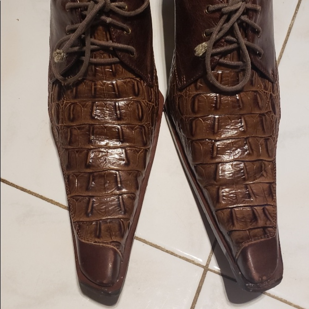 Women’s US 8 Brown Croc Leather Exotic Heels - Picture 2 of 7